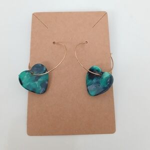 Fashion Jewelry Teal Heart Earrings